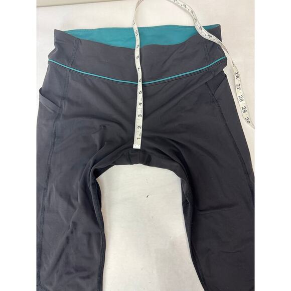 Lululemon Tight Stuff II Tights Full-On Luxtreme Fabric Black Teal Women Size 10 - Picture 4 of 10